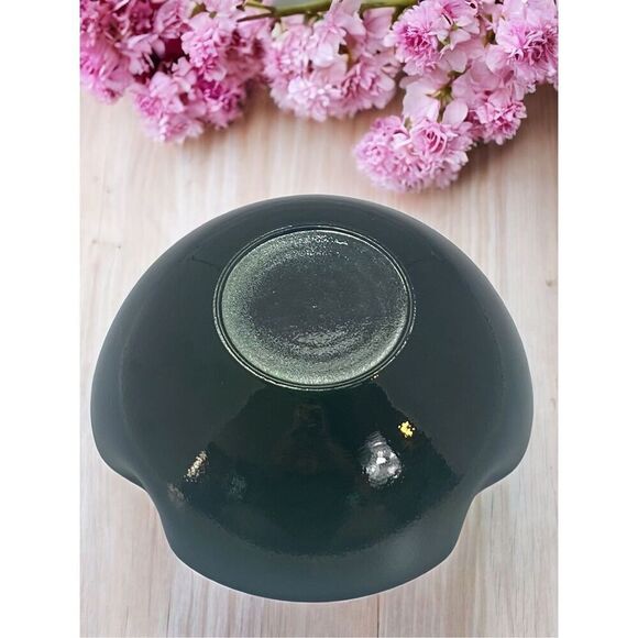 Murano Glass EMERALD Green White Wavey Rim Large Deep Bowl Vase Table Decor New - Picture 4 of 7